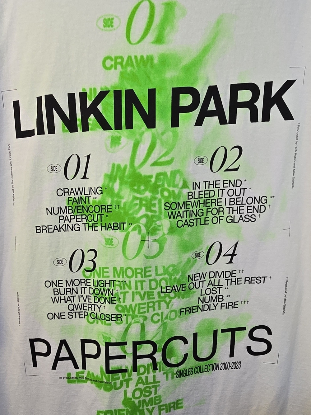 Linkin Park Men’s Graphic T‑Shirt in White with Neon Green Print